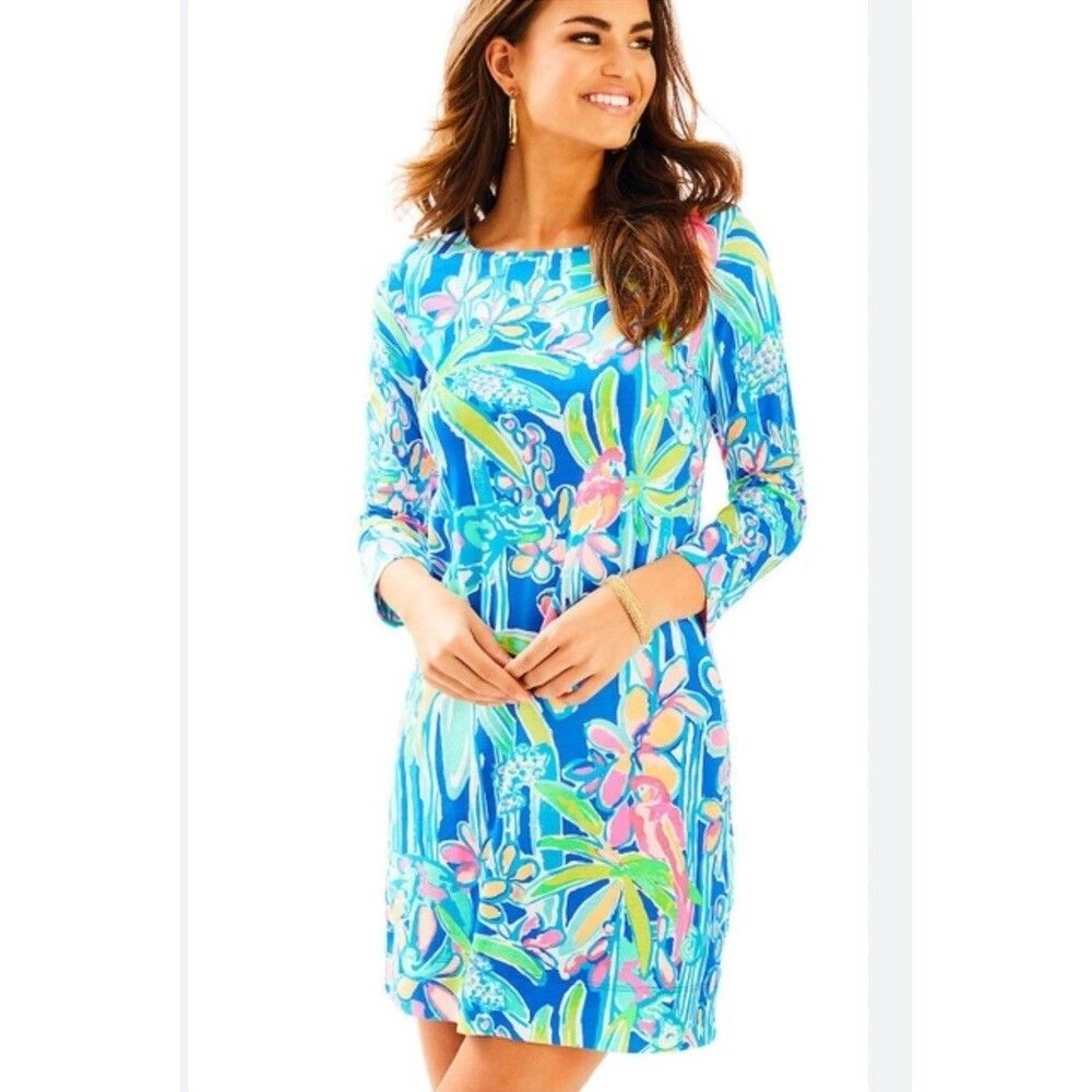 Lilly Pulitzer Marlowe Dress Small Pop Up Jungle Hoppin Lapis Blue Ltd Ed Print